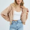 Beige Faux Fur Jacket Long Sleeve -Modern Fashion Shop OJ1709 33S CAMEL 1