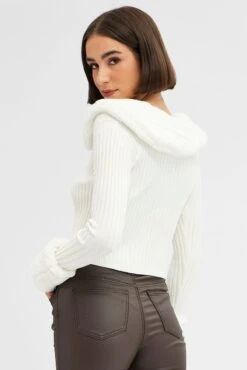 White Fur Trim Cardigan -Modern Fashion Shop OJ5887 f3 white 5