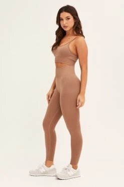 Beige Seamless Top And Legging Activewear Set -Modern Fashion Shop aw set camel seamless top and legging activewear set 32980778844353