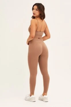 Beige Seamless Top And Legging Activewear Set -Modern Fashion Shop aw set camel seamless top and legging activewear set 32980778877121