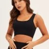 Black Seamless Activewear Singlet Top