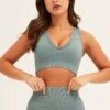 Green Seamless Activewear V Neck Singlet Top -Modern Fashion Shop aw top green seamless activewear v neck singlet top 32964737728705