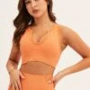 Orange Seamless Activewear V Neck Singlet Top