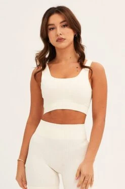 White Seamless Activewear Singlet Top 10 White Seamless Activewear Singlet Top -Modern Fashion Shop aw top white seamless activewear singlet top 32964738580673