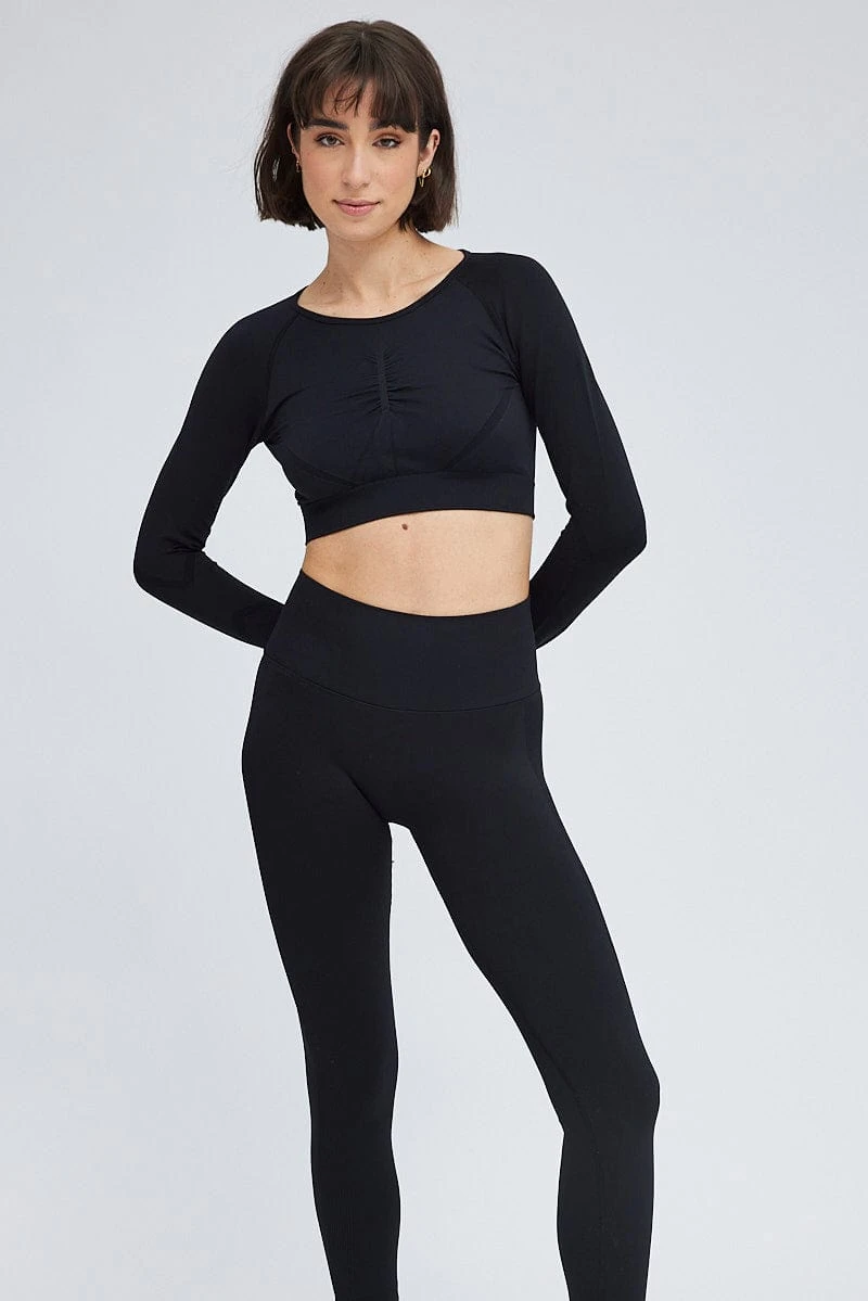 Black Seamless Top And Legging Activewear Set 4 Black Seamless Top And Legging Activewear Set - Image 2