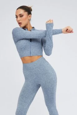 Blue Seamless Zip Up Top And Leggings Activewear Set -Modern Fashion Shop aw0017 51b blue 3