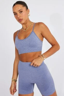 Blue Seamless Top And Shorts Activewear Set -Modern Fashion Shop aw0046 39b blue 3