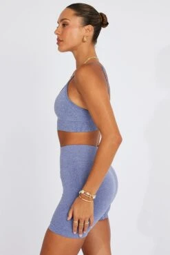 Blue Seamless Top And Shorts Activewear Set -Modern Fashion Shop aw0046 39b blue 4