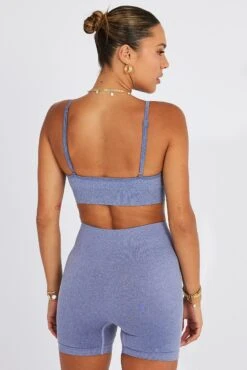 Blue Seamless Top And Shorts Activewear Set -Modern Fashion Shop aw0046 39b blue 5