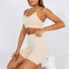 Beige Seamless Top And Shorts Activewear Set -Modern Fashion Shop aw0046 39b nude 1
