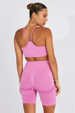 Pink Seamless Top And Shorts Activewear Set -Modern Fashion Shop aw0052 39b hot pink 5
