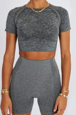 Grey Seamless Top And Shorts Activewear Set -Modern Fashion Shop aw0057 39b grey 6
