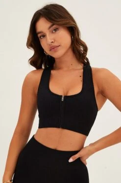 Black Basic Top Seamless Activewear -Modern Fashion Shop aw12578x f4 black 3