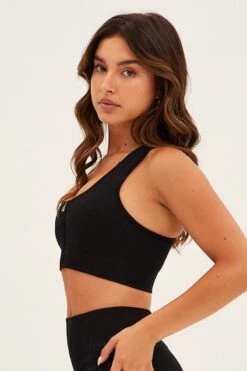 Black Basic Top Seamless Activewear -Modern Fashion Shop aw12578x f4 black 4