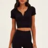 Black Top Short Sleeve Seamless Activewear