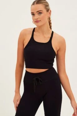 Black Seamless Activewear Singlet Basic Top -Modern Fashion Shop aw12650x f4 black 3