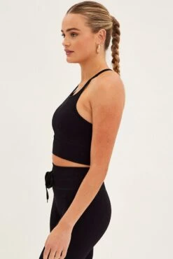 Black Seamless Activewear Singlet Basic Top -Modern Fashion Shop aw12650x f4 black 4