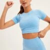 Blue Seamless Activewear Singlet Basic Top