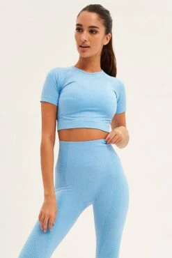 Blue Seamless Activewear Singlet Basic Top -Modern Fashion Shop aw12652x f4 blue 3