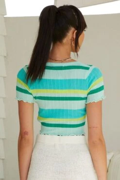 Stripe Knit Cardigan Short Sleeve Crop V-Neck -Modern Fashion Shop basic cardigan stripe knit cardigan short sleeve crop v neck 33006709211329