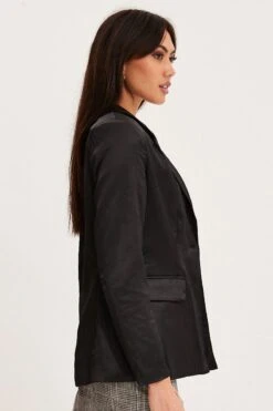 Black Workwear Jacket Long Sleeve -Modern Fashion Shop blazer black workwear jacket long sleeve 32966639911105