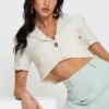 Beige Crop Jacket Short Sleeve Collared -Modern Fashion Shop blazer camel crop jacket short sleeve collared 32966588891329