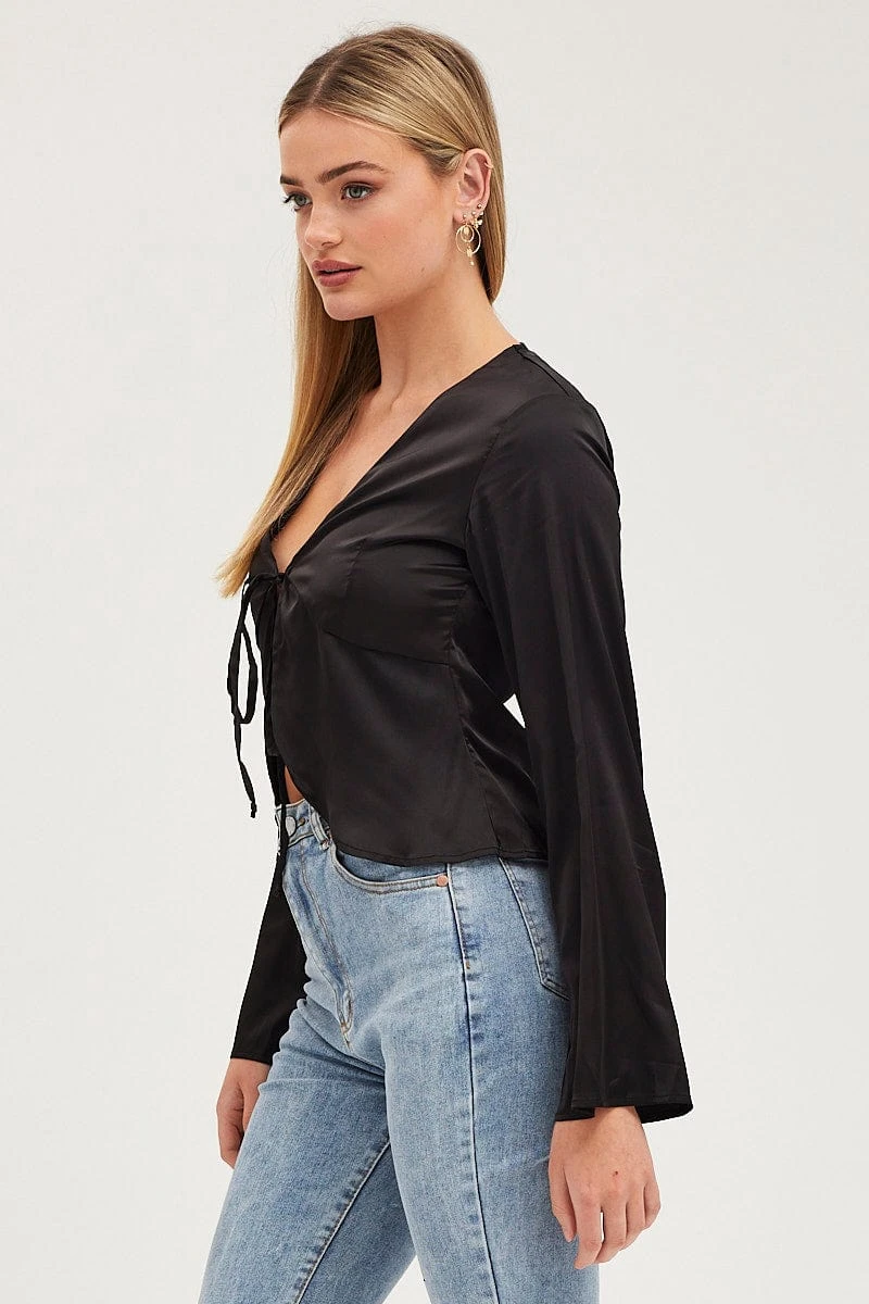 Black Satin Jacket Long Sleeve 6 Black Satin Jacket Long Sleeve - Image 4