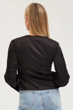Black Satin Jacket Long Sleeve 12 Black Satin Jacket Long Sleeve -Modern Fashion Shop bolero black satin jacket long sleeve 32966639255745