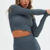 Grey Zip Up Top Seamless Activewear