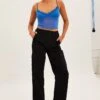 Black High Rise Wide Leg Cargo Pants -Modern Fashion Shop bt12410 f black 1