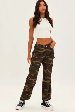 Green Camoflage Cargo Pants Relaxed -Modern Fashion Shop bt12565 f3 green 3