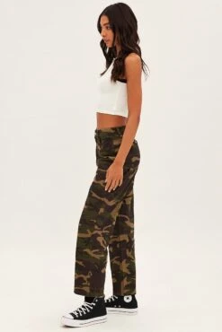 Green Camoflage Cargo Pants Relaxed -Modern Fashion Shop bt12565 f3 green 4