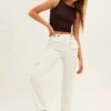 White Wide Leg Denim Cargo Pants -Modern Fashion Shop bt12603 f4 white 1