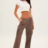 Grey Wide Leg Denim Cargo Pants -Modern Fashion Shop bt12606 f4 grey 1
