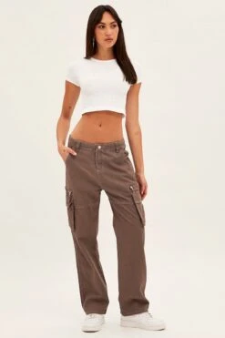 Grey Wide Leg Denim Cargo Pants -Modern Fashion Shop bt12606 f4 grey 3