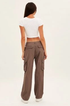 Grey Wide Leg Denim Cargo Pants -Modern Fashion Shop bt12606 f4 grey 5