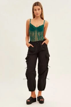 Black Low Rise Cargo Pants -Modern Fashion Shop bt12609 f4 black 3