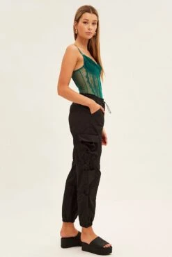 Black Low Rise Cargo Pants -Modern Fashion Shop bt12609 f4 black 4