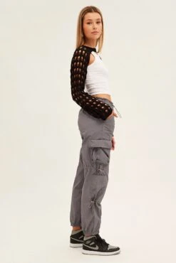Grey Low Rise Cargo Pants -Modern Fashion Shop bt12609 f4 grey 4