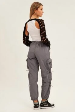 Grey Low Rise Cargo Pants -Modern Fashion Shop bt12609 f4 grey 5