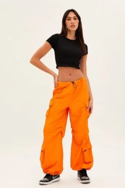 Orange Low Rise Cargo Pants -Modern Fashion Shop bt12610 f4 orange 3