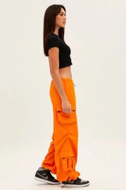 Orange Low Rise Cargo Pants -Modern Fashion Shop bt12610 f4 orange 4