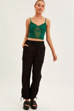 Black Cargo Pants Relaxed Wide Leg -Modern Fashion Shop bt12702 f3 black 3