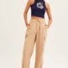 Beige Cargo Pants Relaxed Wide Leg
