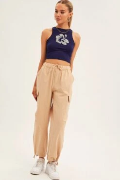 Beige Cargo Pants Relaxed Wide Leg -Modern Fashion Shop bt12702 f3 nude 3