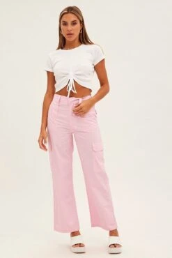 Pink Cargo Pants Mid Rise -Modern Fashion Shop bt2425c 81p pink 3
