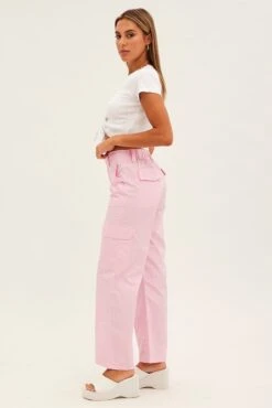 Pink Cargo Pants Mid Rise -Modern Fashion Shop bt2425c 81p pink 4