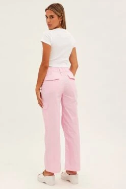Pink Cargo Pants Mid Rise -Modern Fashion Shop bt2425c 81p pink 5