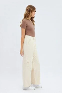 Camel Cargo Pants Low Rise -Modern Fashion Shop bt2576 81pb beige 4