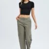 Grey Cargo Pants Low Rise